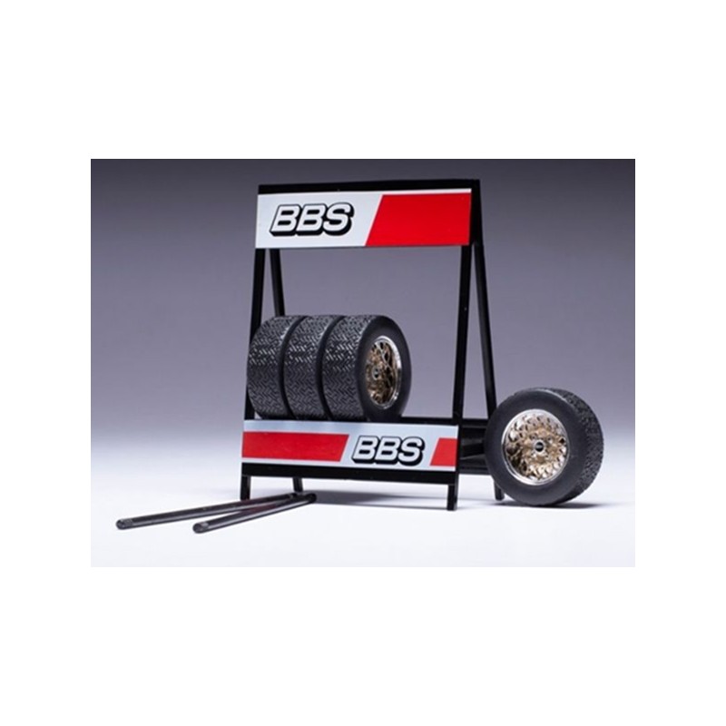18set027w BBS Support en métal avec 4 pneus et jantes