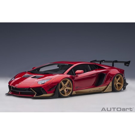 Liberty Walk LB-Works Lamborghini Aventador Limited Edition (Hyper Red with Gold accents) Autoart 79182